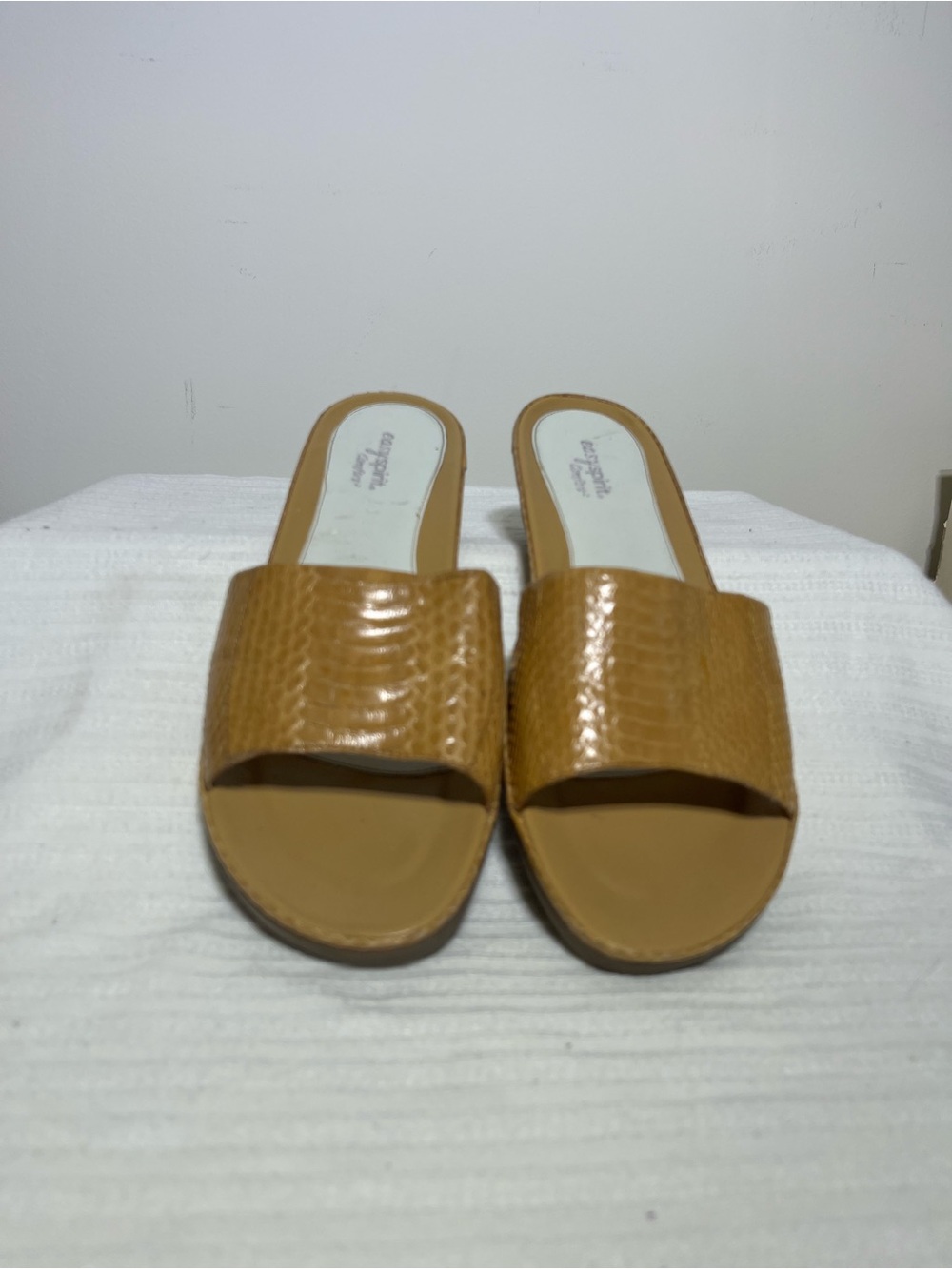 Slide Sandals in Tan with Leather Faux Snakeskin Upper - 9.5M